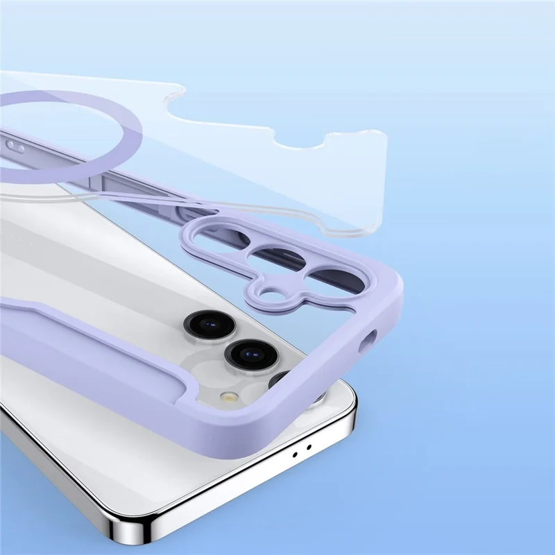 For Samsung Galaxy S24+ Leather Case DUX DUCIS Skin X Pro Series Flip Cover Compatible with MagSafe - Purple