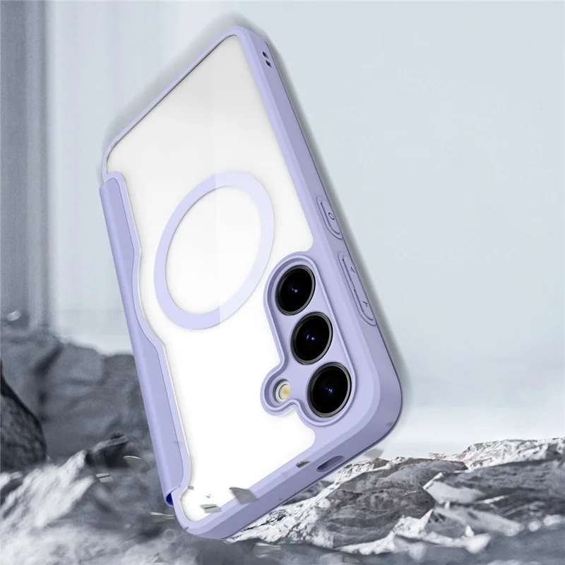 For Samsung Galaxy S24+ Leather Case DUX DUCIS Skin X Pro Series Flip Cover Compatible with MagSafe - Purple
