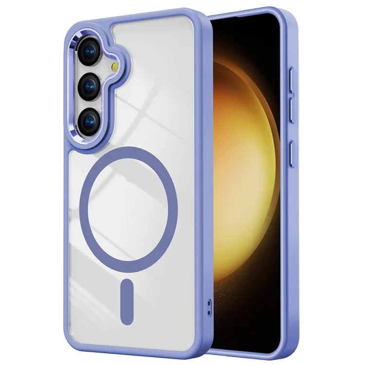 Per Samsung Galaxy S24 Custodia Trasparente Anti-Graffio TPU + Custodia Acrilica per Telefono Compatibile con MagSafe - Viola