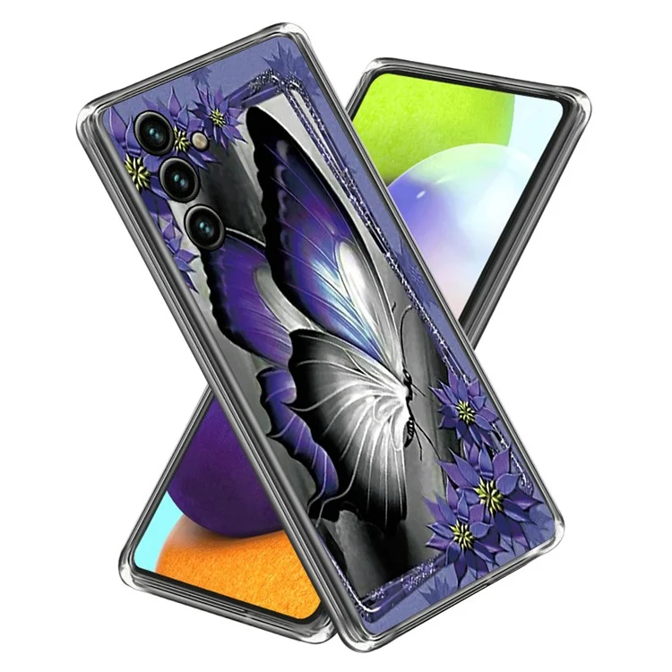 For Samsung Galaxy A15 5G Pattern Case TPU Phone Protective Cover - Purple Butterfly