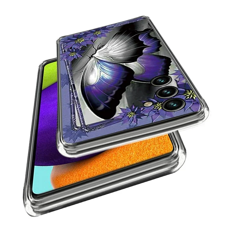 For Samsung Galaxy A15 5G Pattern Case TPU Phone Protective Cover - Purple Butterfly