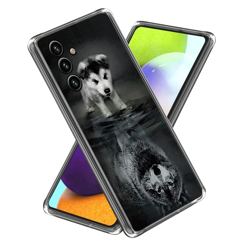 For Samsung Galaxy A25 5G (Global) (161.0 x 76.5 x 8.3mm) TPU Case IMD Pattern Design Phone Cover - Dog and Wolf
