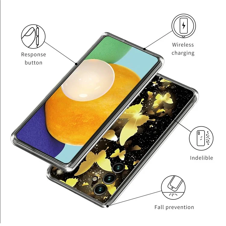 Per Samsung Galaxy A05s 4G IMD Cover per telefono Motivo stampato Flessibile Slim TPU Case - Farfalle d'oro