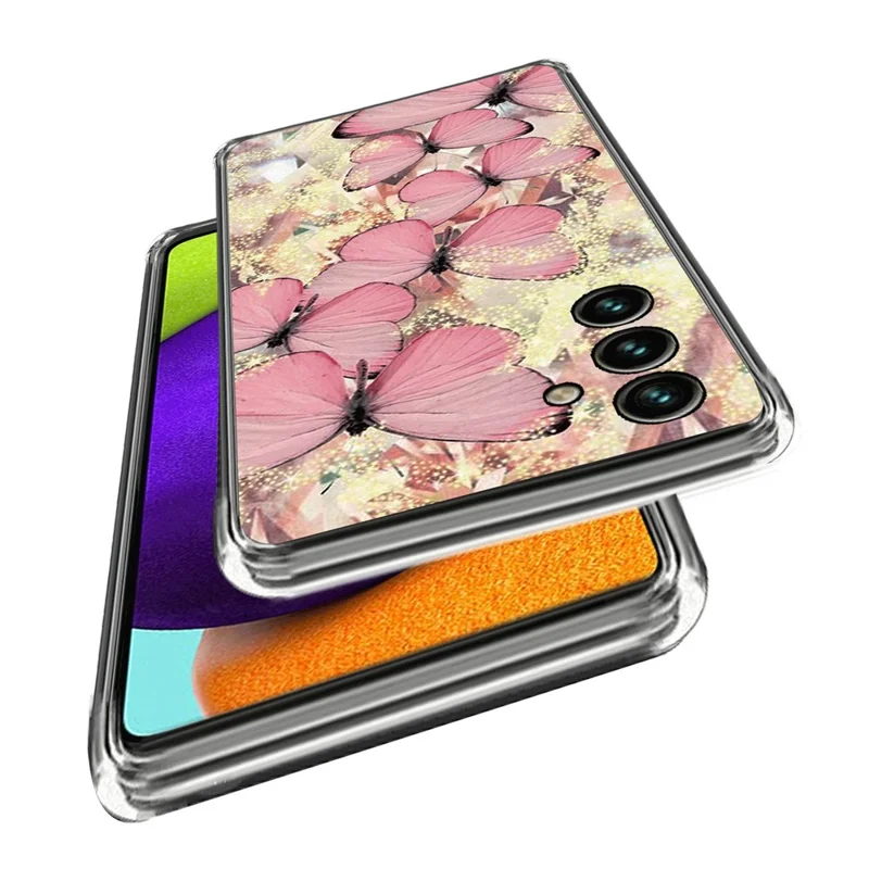 For Samsung Galaxy A05s 4G IMD Phone Cover Pattern Printed Flexible Slim TPU Case - Pink Butterflies