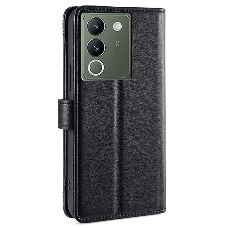 Para vivo V29e (Global) 5G Case Wallet Leather Stand Phone Cover com 2 alças - Preto