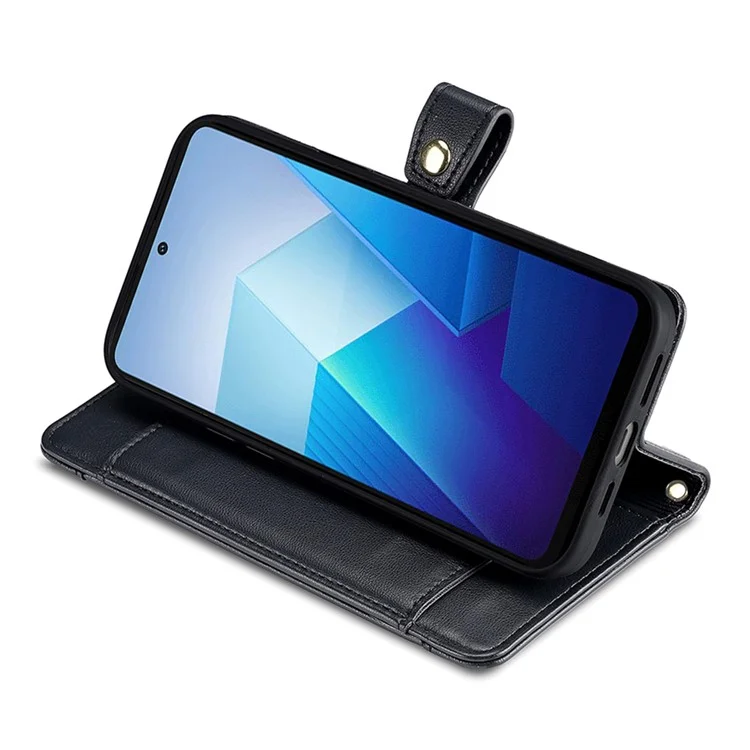 Para vivo V29e (Global) 5G Case Wallet Leather Stand Phone Cover com 2 alças - Preto