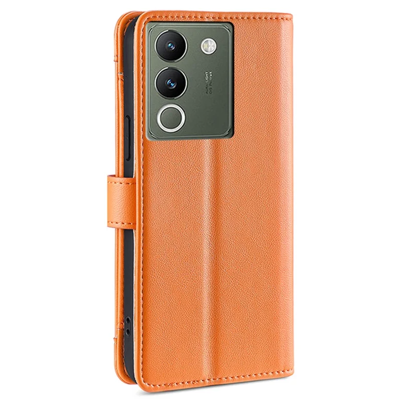 For vivo V29e (Global) 5G Case Wallet Leather Stand Phone Cover with 2 Straps - Orange
