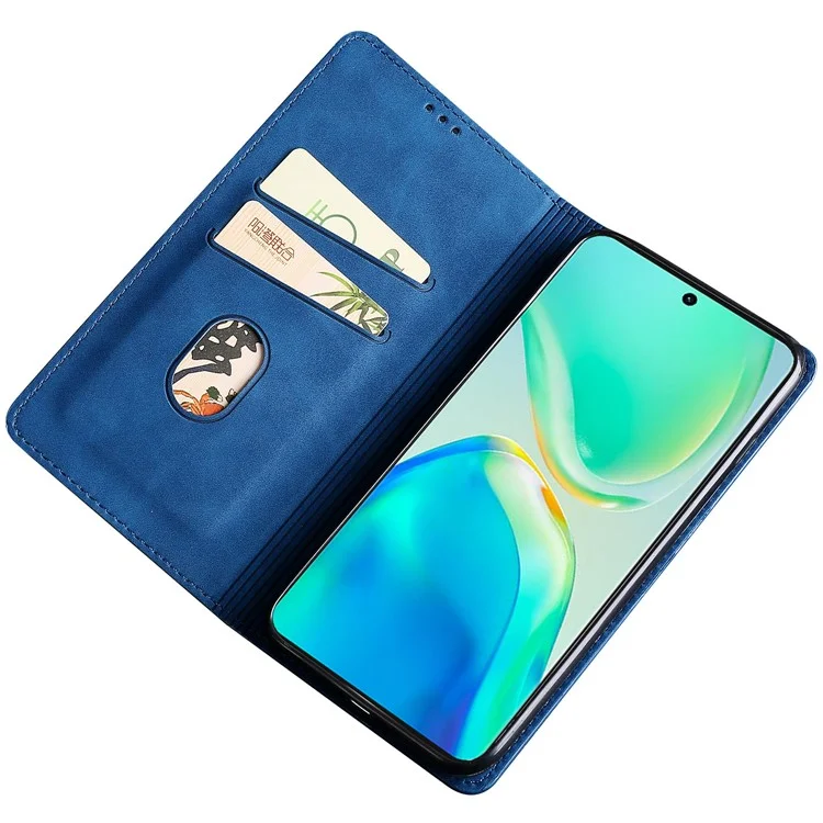 Для vivo V29e (Global) 5G Чехол Кожаный Чехол для телефона с держателем для карт - Синий