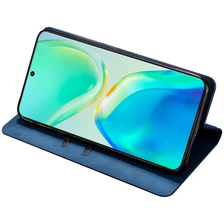 Для vivo V29e (Global) 5G Чехол Кожаный Чехол для телефона с держателем для карт - Синий