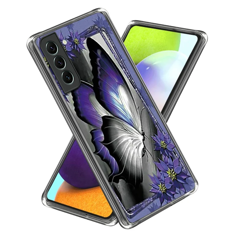 For Samsung Galaxy S24 Phone Case IMD Pattern Printing Phone TPU Cover - Purple Butterfly