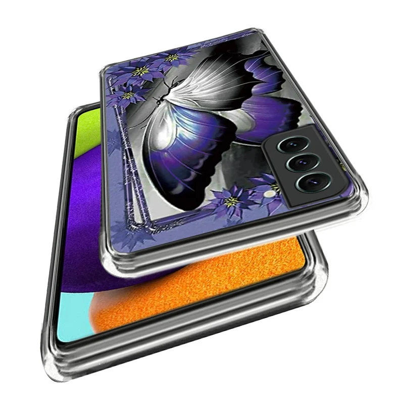 For Samsung Galaxy S24 Phone Case IMD Pattern Printing Phone TPU Cover - Purple Butterfly