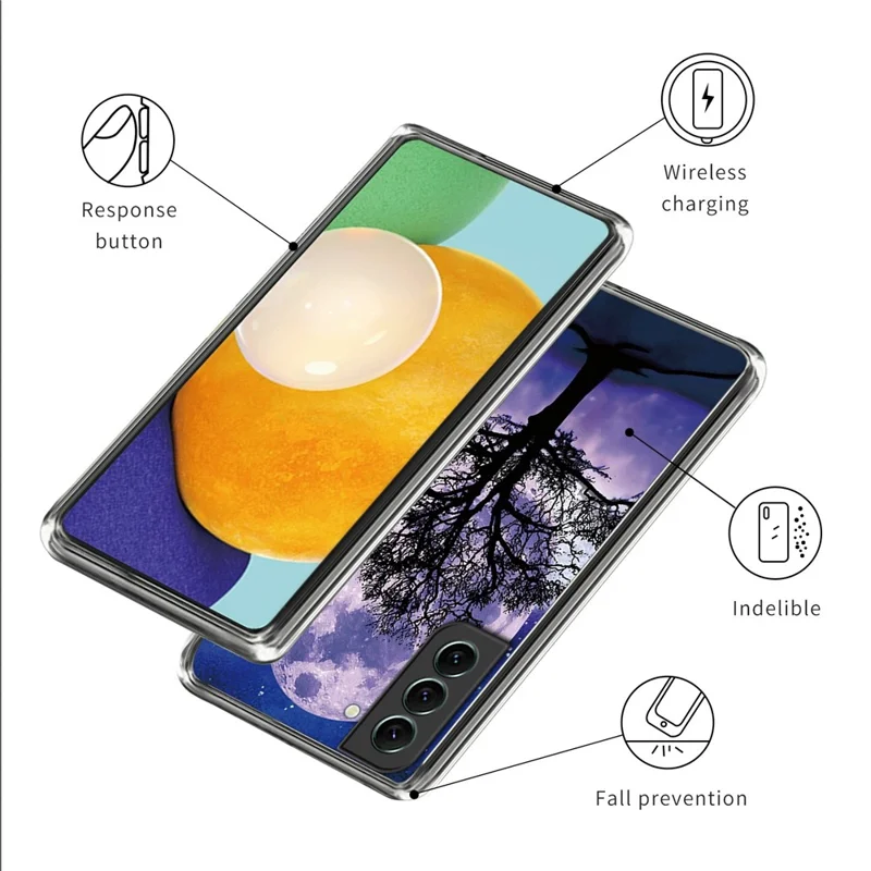 For Samsung Galaxy S24+ TPU Case Pattern Printing IMD Anti-scratch Cover - Tree and Moon
