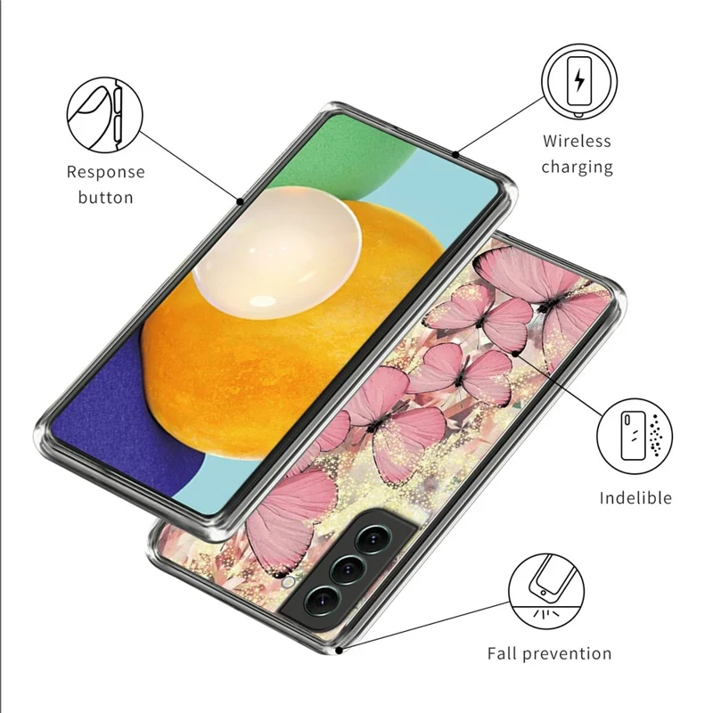 For Samsung Galaxy S24+ TPU Case Pattern Printing IMD Anti-scratch Cover - Pink Butterflies