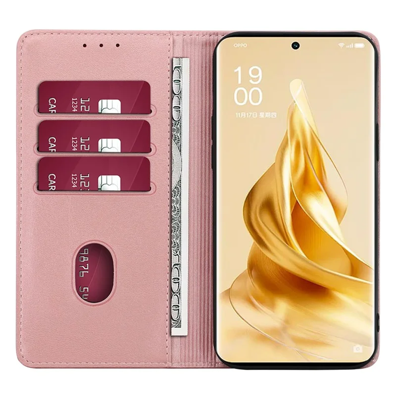 For Oppo A79 5G / A2 5G Case Magnetic Auto Closing Leather Wallet Stand Cover - Rose Gold