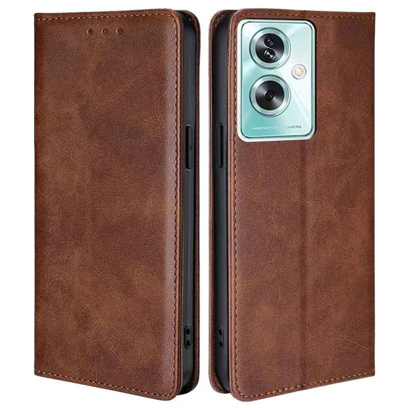 For Oppo A79 5G / A2 5G Etui med magnetisk auto-lukning Læderwallet Ståetætning - Brun