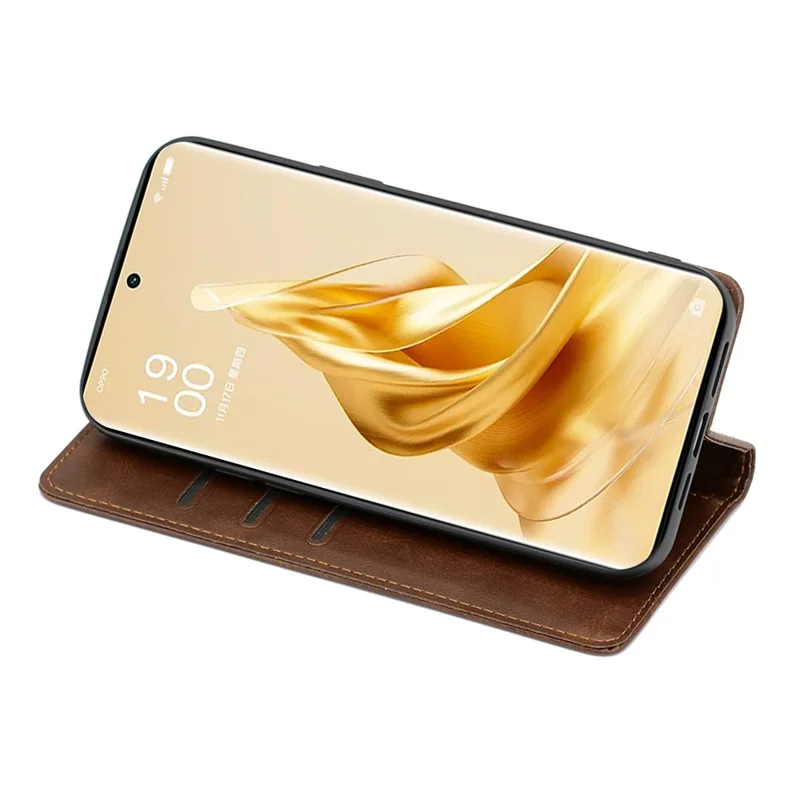 For Oppo A79 5G / A2 5G Etui med magnetisk auto-lukning Læderwallet Ståetætning - Brun