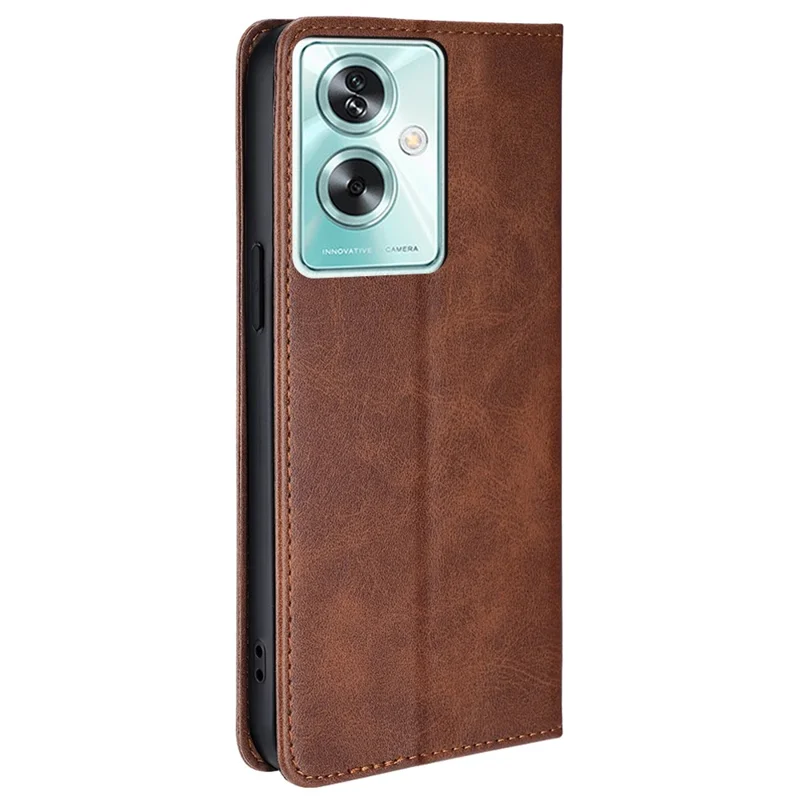 For Oppo A79 5G / A2 5G Etui med magnetisk auto-lukning Læderwallet Ståetætning - Brun