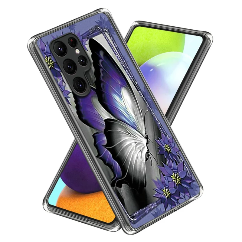 For Samsung Galaxy S24 Ultra Phone Case IMD Pattern Printed TPU Cover - Purple Butterfly