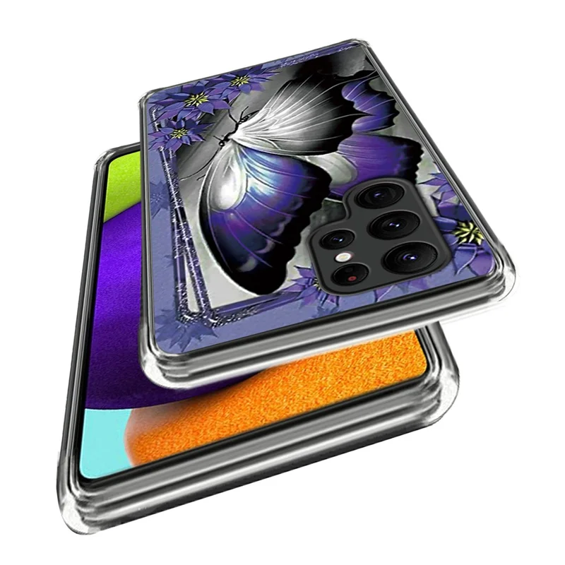 For Samsung Galaxy S24 Ultra Phone Case IMD Pattern Printed TPU Cover - Purple Butterfly
