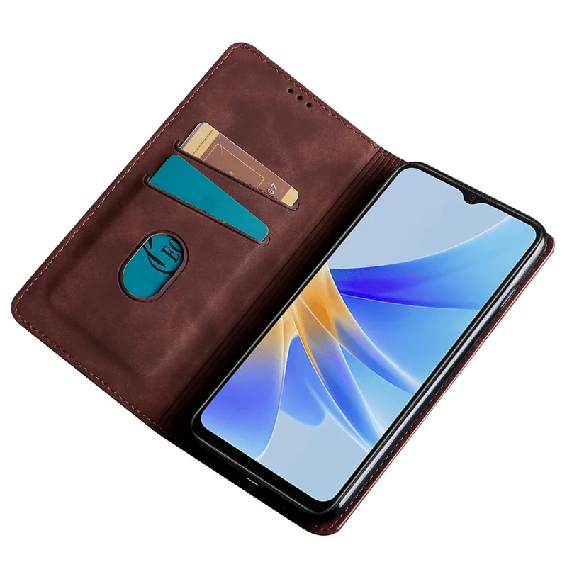 For Oppo A79 5G / A2 5G Leather Case Magnetic Auto Closing Phone Stand Cover - Dark Brown