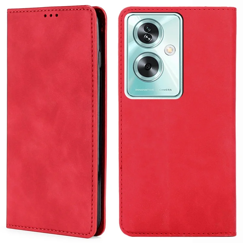For Oppo A79 5G / A2 5G Leather Case Magnetic Auto Closing Phone Stand Cover - Red