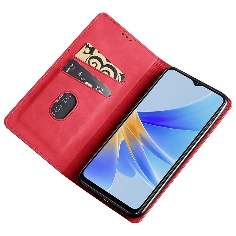 For Oppo A79 5G / A2 5G Leather Case Magnetic Auto Closing Phone Stand Cover - Red