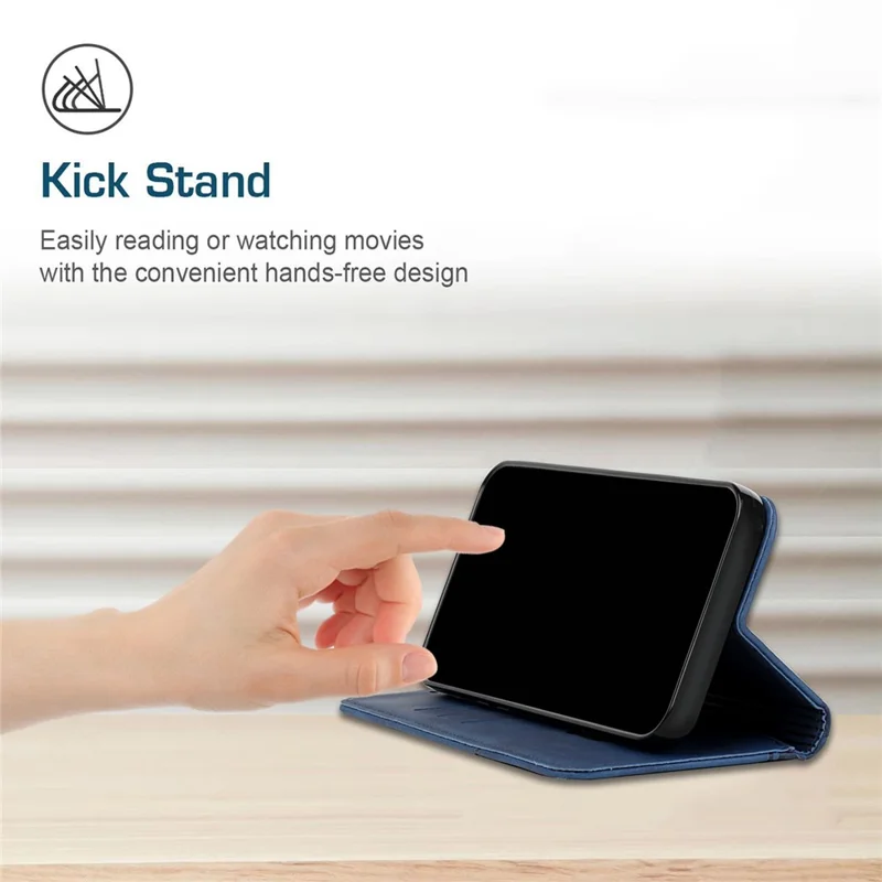 For Motorola Edge 40 Neo 5G Phone Case Wallet Leather Magnetic Absorption Cover - Dark Blue