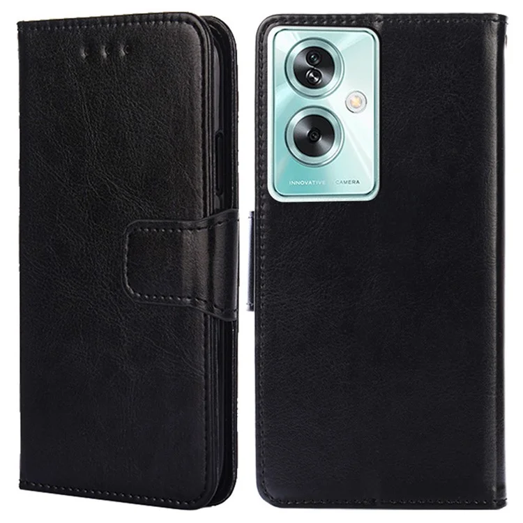 Per Oppo A79 5G / A2 5G Custodia in pelle con supporto portafoglio antiurto - Nero