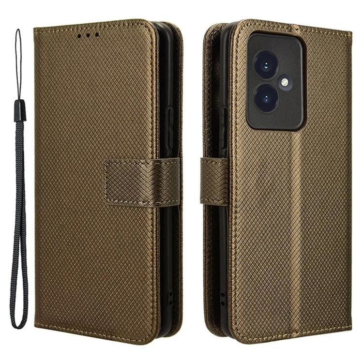 For Honor 100 5G Funda tipo Cartera de Cuero PU con Soporte Magnético - Marrón