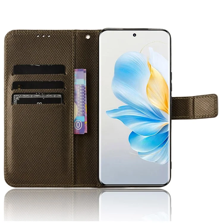 For Honor 100 5G Funda tipo Cartera de Cuero PU con Soporte Magnético - Marrón