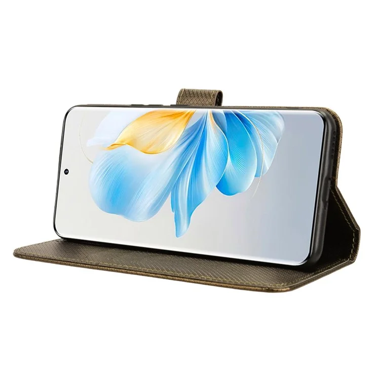 For Honor 100 5G Funda tipo Cartera de Cuero PU con Soporte Magnético - Marrón