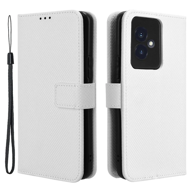 For Honor 100 5G Wallet Case PU Leather Stand Magnetic Clasp Phone Cover - White