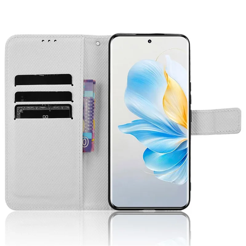 For Honor 100 5G Wallet Case PU Leather Stand Magnetic Clasp Phone Cover - White