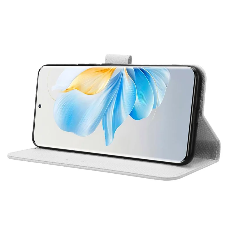 For Honor 100 5G Wallet Case PU Leather Stand Magnetic Clasp Phone Cover - White