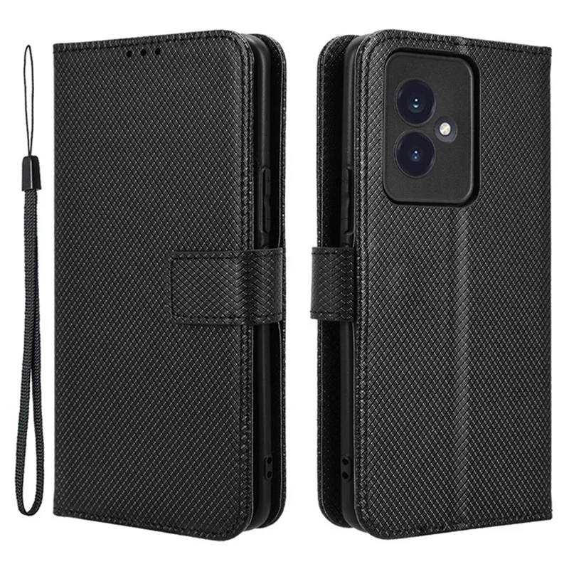For Honor 100 5G Wallet Case PU Leather Stand Magnetic Clasp Phone Cover - Black