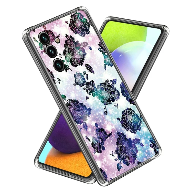 Para Samsung Galaxy A05s 4G Carcasa TPU Caso Impresión de Patrón IMD Anti-arañazos Cubierta - Flores Moradas