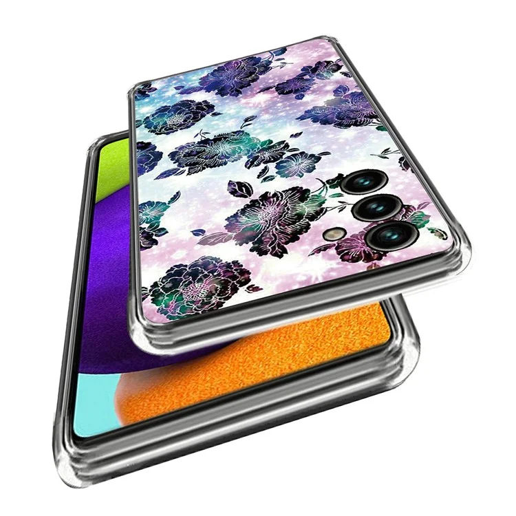 Para Samsung Galaxy A05s 4G Carcasa TPU Caso Impresión de Patrón IMD Anti-arañazos Cubierta - Flores Moradas