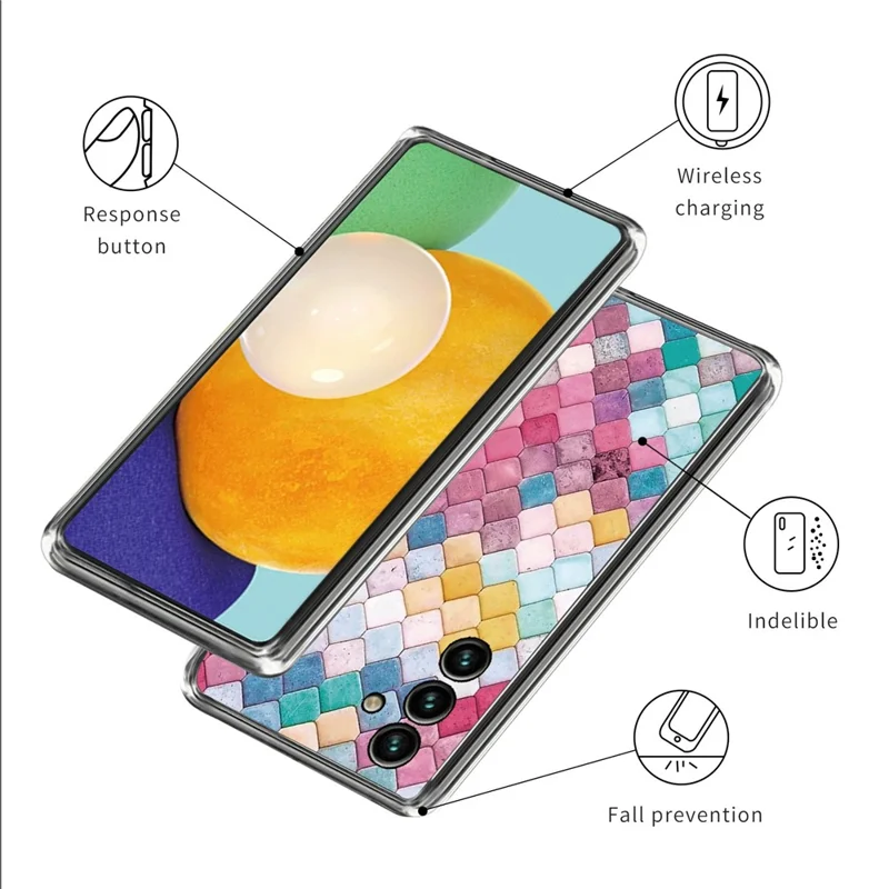 For Samsung Galaxy A05s 4G TPU Case IMD Pattern Printing Anti-scratch Cover - Rainbow Rhombus