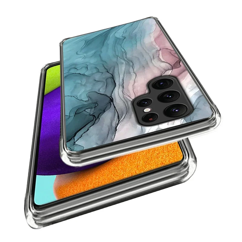Cell Phone Case for Samsung Galaxy S24 Ultra Shell Abstract Marble Printed IMD TPU Cover - Style H