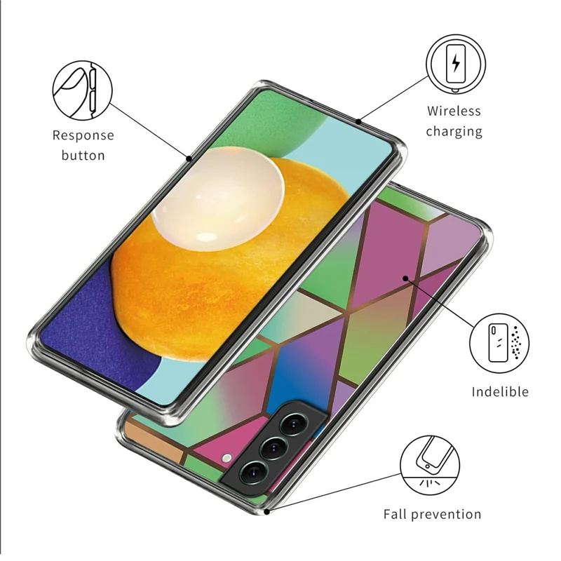 IMD TPU Case for Samsung Galaxy S24 Shell Abstract Marble Printed Anti-Scratch Phone Cover - Style E