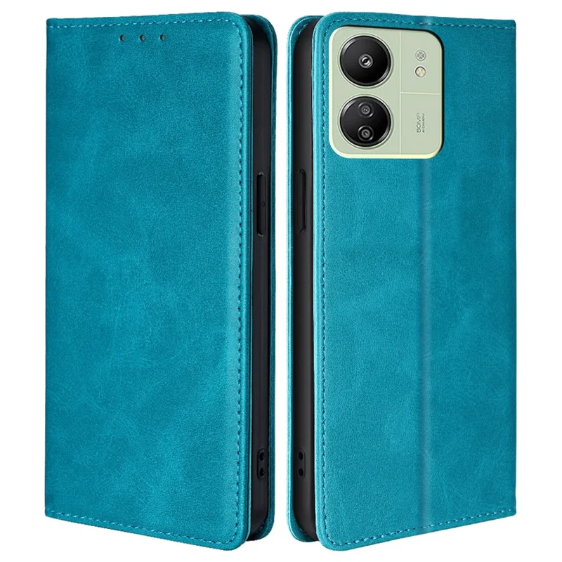 Para Xiaomi Redmi 13C 4G / 5G / 13R 5G / Poco M6 5G / Poco C65 4G Capa de carteira de couro à prova de choque - Azul bebê