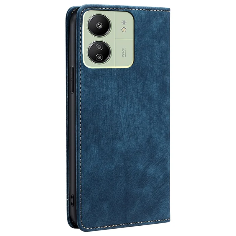 For Xiaomi Redmi 13C 4G / 5G / 13R 5G / Poco M6 5G / Poco C65 4G Flip Cover Leather RFID Blocking Wallet Phone Case - Blue