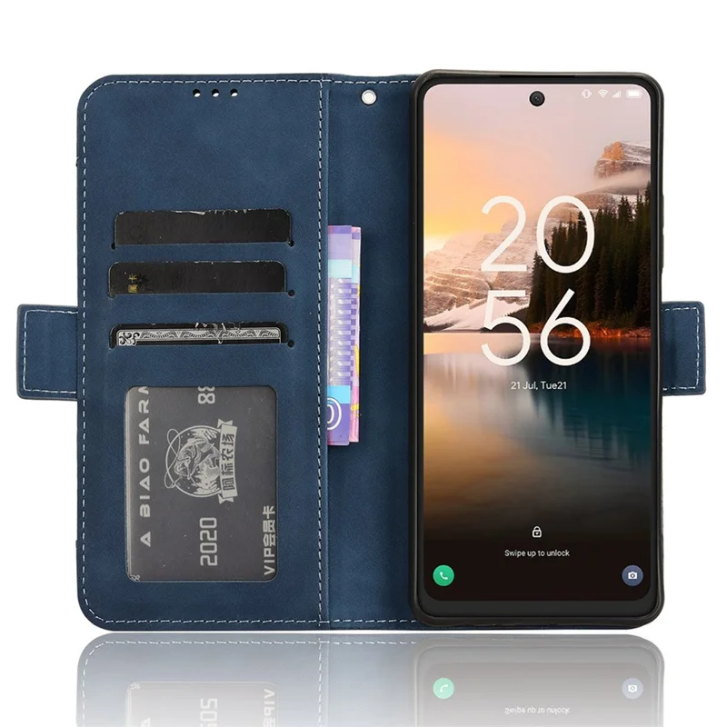For TCL 40 Nxtpaper 4G Magnetic Phone Case PU Leather Stand Cover with Multiple Card Slots - Blue
