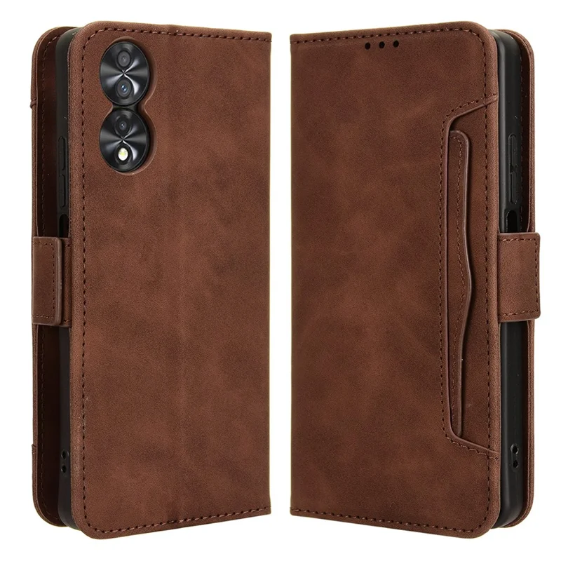 For TCL 40 Nxtpaper 4G Magnetic Phone Case PU Leather Stand Cover with Multiple Card Slots - Brown