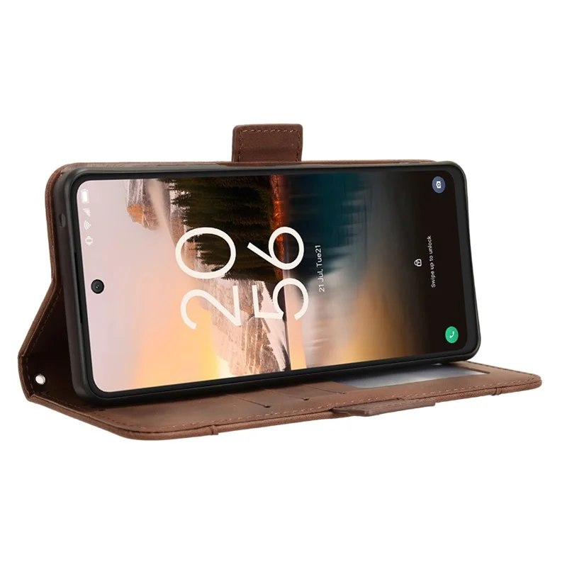 For TCL 40 Nxtpaper 4G Magnetic Phone Case PU Leather Stand Cover with Multiple Card Slots - Brown