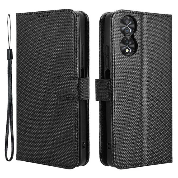 Pour TCL 40 NxtPaper Étui Téléphone Coque en Cuir PU Wallet Flip Folio avec Dragonne - Noir