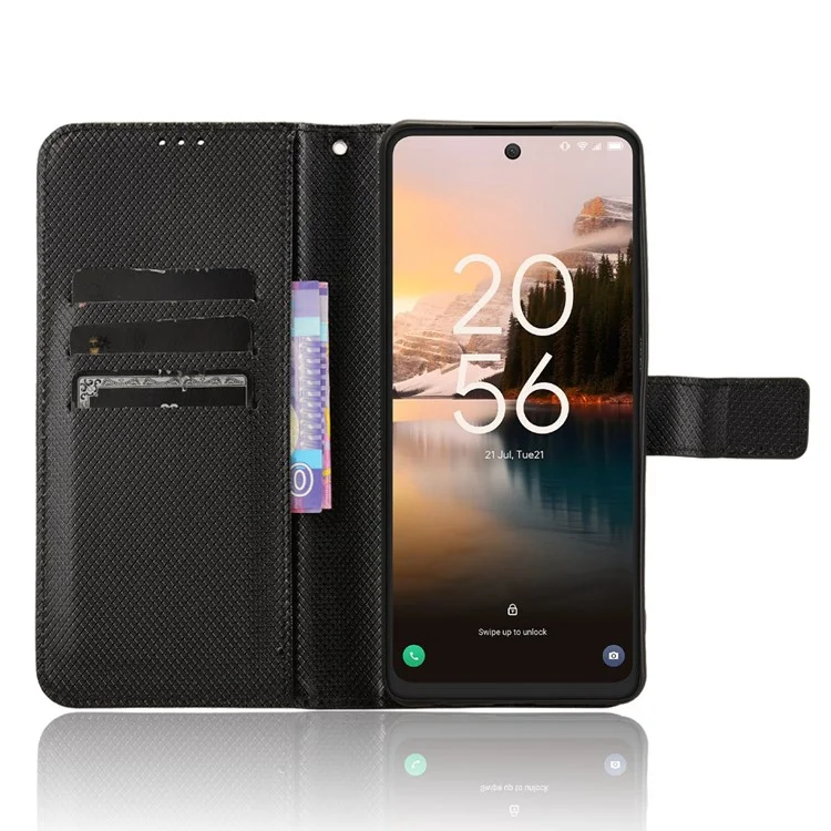 Pour TCL 40 NxtPaper Étui Téléphone Coque en Cuir PU Wallet Flip Folio avec Dragonne - Noir