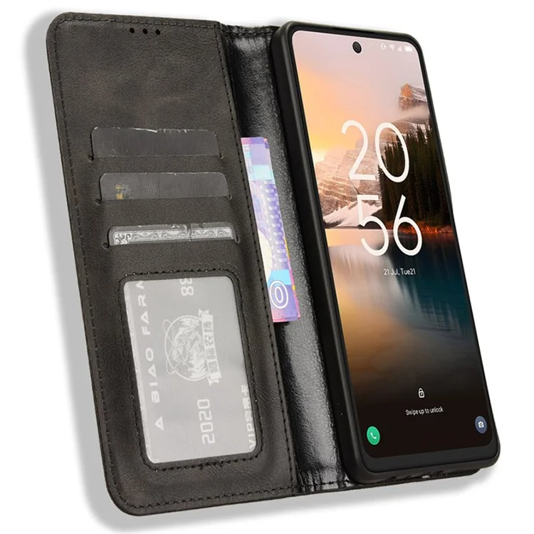 Para TCL 40 NxtPaper Fundas de teléfono móvil Imprimir Cuero PU Antimagulladuras Soporte Cubierta - Negro