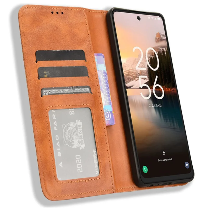 أغطية هواتف TCL 40 Nxtpaper 4G جلد صناعي مزخرف بتصميم فسيفساء حاملة مضادة للسقوط - بني