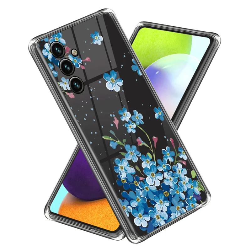 For Samsung Galaxy S23 FE TPU Case Printing Pattern Soft Phone Cover - Blue Flower